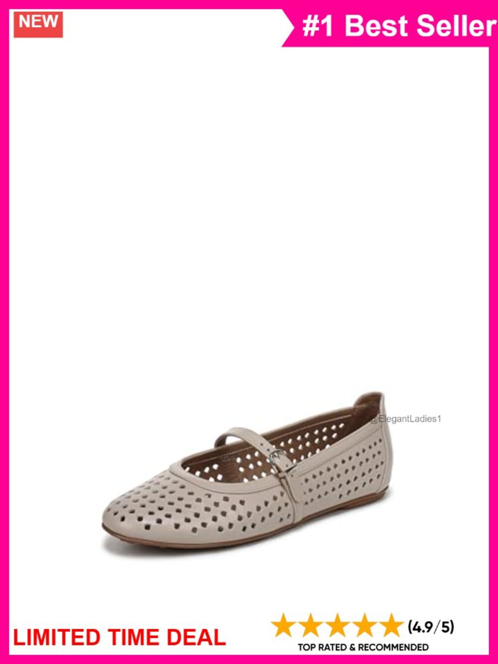 Naturalizer Aria-Perf Leather Mary Jane Flats Perforated Comfort Shoes